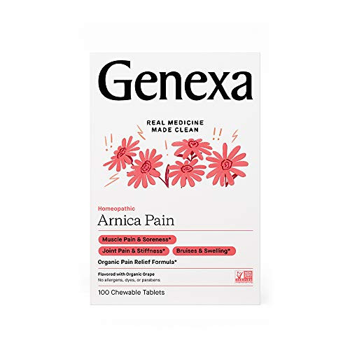 Genexa Arnica Pain - 100 Tablets  Certified Organic  and  Non-GMO Physician Formulated Homeopathic  Pain Relief Medicine