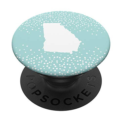 Cute Home State Georgia Map Silhouette - Mint Polka Dot PopSockets Grip and Stand for Phones and Tablets