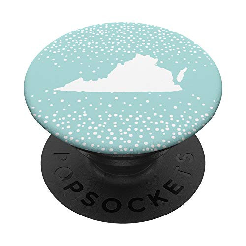 Cute Home State Virginia Map Silhouette - Mint Polka Dot PopSockets Grip and Stand for Phones and Tablets