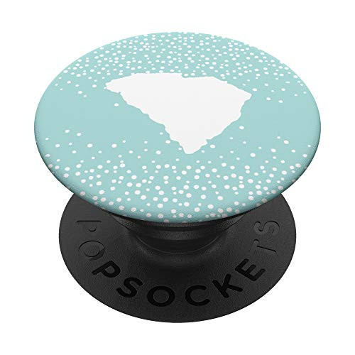 Cute Home State South Carolina Map Silhouette Mint Polka Dot PopSockets Grip and Stand for Phones and Tablets