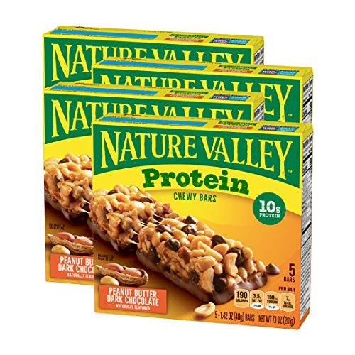 Nature Valley Chewy Granola Bar Protein Gluten Free Peanut Butter Dark Chocolate 5 Bars-1_42 Ounce each bar 7_1 Ounce Pack of 4 Nature Valley Chewy Granola Bar Protein Gluten Free Peanut Butter Dark Chocolate 5 Bars-1_42 Ounce each bar 7_1 Ounce Pack of 4