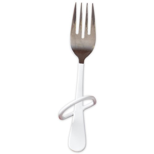 Maddak Stainless Steel Right-Hand Finger Loop Utensil Salad Fork, Vinyl Handle (746170004)