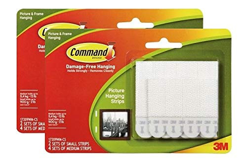 Command Heavy Duty White Picture Hanging Strips Value Pack Small  and  Medium White Hanging Strips 4 Pairs of Small 8 Pairs of Medium
