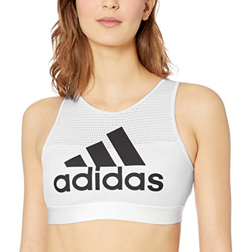 adidas Womens Halter 2_0 Logo Bra WhiteBlack XX-Small
