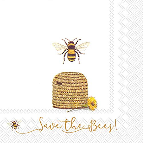 IHR 3-Ply Paper Save the Bees Napkins 20 Count - 2 Pack Luncheon