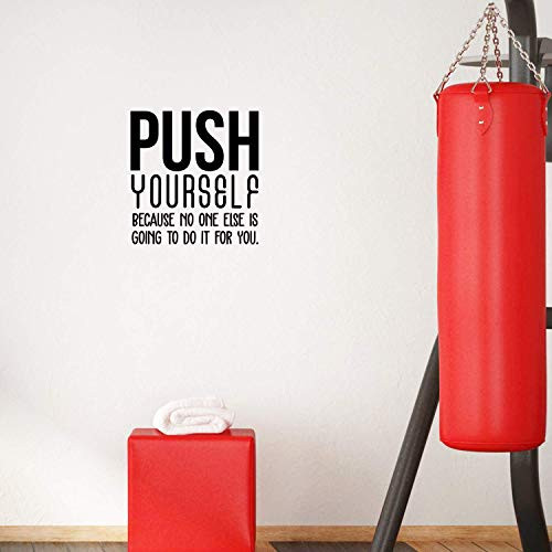 Vinyl Wall Art Decal - Push Yourself - 23 x 22 - Modern Motivational Quote for Home Bedroom Office Workplace School Classroom Gym Fitness Decoration Sticker Black