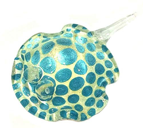 Handmade Mini Sky Blue Stingray Art Glass Blown Sea Animal Figurine - Model Y2016