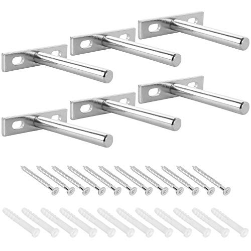 LISHINE 6 PCS Heavy Duty Floating Shelf Bracket 3 Inch Hidden Shelf Brackets Solid Steel Blind Shelf Supports for Floating Wood Shelves