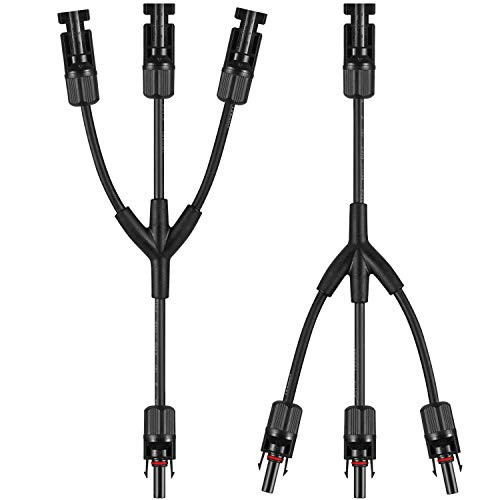 szyafei Solar Y Branch Connectors Extra Long Solar Panel Parallel Connectors 1 to 4 Solar Cable Wire Plug Tool Kit