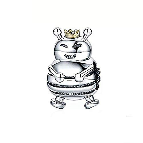 Crown Bee Charm 925 Sterling Silver Honeybee Charm Animal Charms for Pandora Bracelet