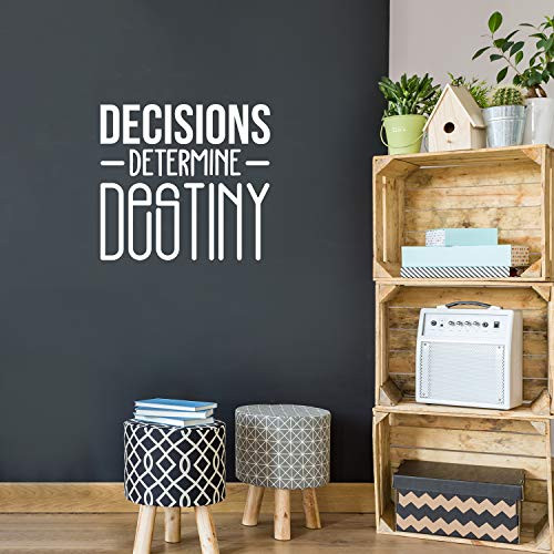 Vinyl Wall Art Decal - Decisions Determine Destiny - 22 x 24 - Modern Motivational Optimism Quote Sticker for Bedroom Home Living Room Work Office Classroom Apartment Decor White