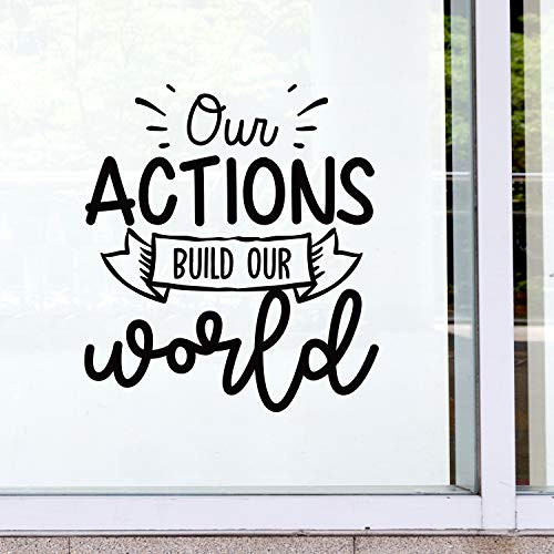 Vinyl Wall Art Decal - Our Actions Build Our World - 24_5 x 22 - Modern Inspirational Positive Quote Sticker for Teen Bedroom Closet Kids Room Home Office Classroom Decor Black Vinyl Wall Art Decal - Our Actions Build Our World - 24_5 x 22 - Modern Inspirational Positive Quote Sticker for Teen Bedroom Closet Kids Room Home Office Classroom Decor Black