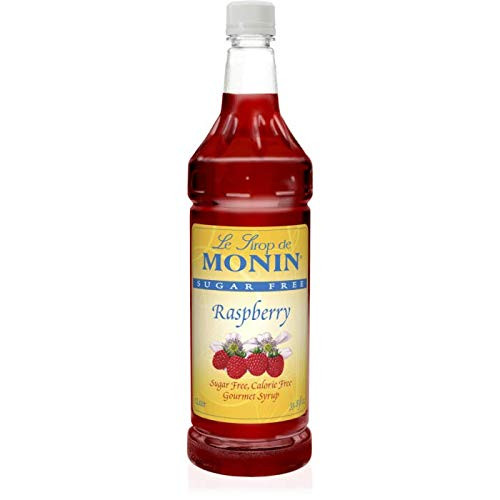 Monin - Sugar-Free Raspberry Syrup Sweet and Tart Great for Cocktails and Lemonades Gluten-Free Vegan Non-GMO 1 Liter