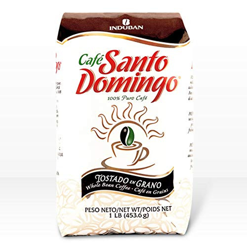 Café Santo Domingo Tostado En Grano - Roasted Whole Bean Coffee 1 lb  454g Zero Bitterness Zero Acidity No After Taste No Preservatives  The Worlds Best Smooth Dominican Republic Coffee