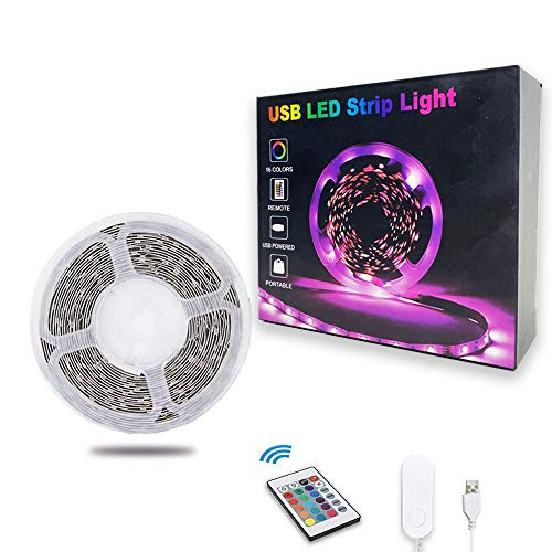 TV LED Backlights 10ft LED Strip Lights Behind TV USB Operated Color Changing for 46-65 Inch TV RGB 5050 LED Tape Lights with IR Remote Controller and Dimmable