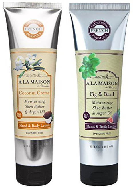 A La Maison Hand and Body Lotion 2 Pack Fig and Basil and Coconut Creme 1 tube of each A La Maison Hand and Body Lotion 2 Pack Fig and Basil and Coconut Creme 1 tube of each