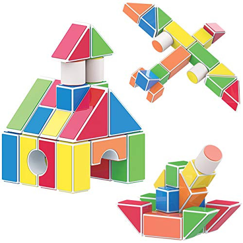 Smart Builder 29 Piece Building Blocks Toys Set for Toddlers and Kids - Reusable Block Stick When You Build Construction Buildings Kit Playset