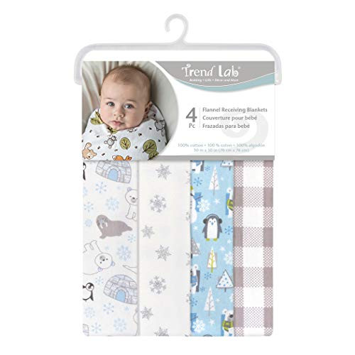 Trend Lab Igloo Pals 4 Pack Flannel Receiving Blankets