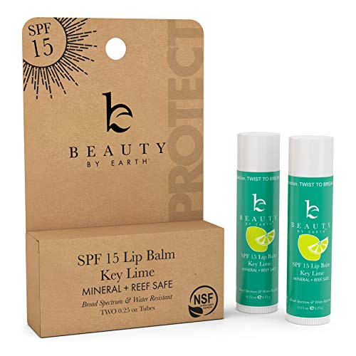 SPF Lip Balm Pack - SPF 15 Reef Friendly Water Resistant Lip Sunscreen Made with Organic Ingredients Lip Balm with SPF Lip Balm With Sunscreen Chapstick Lip Balm for Men Women  and  Children  Key Lime