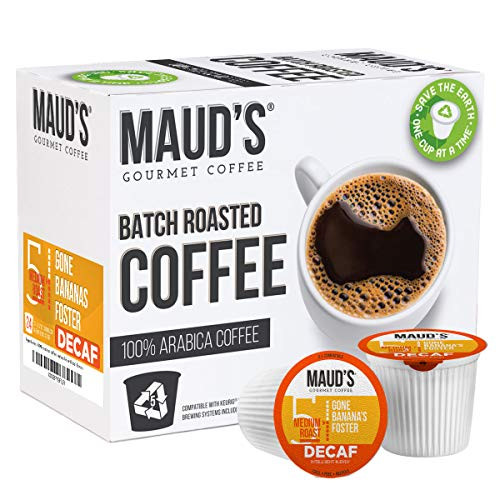 Mauds Decaf Banana Foster Coffee Gone Bananas Foster 24ct_ Recyclable Single Serve Banana Foster Decaf Coffee Pods  100 Arabica Coffee California Roasted Decaf Flavored K Cups Compatible