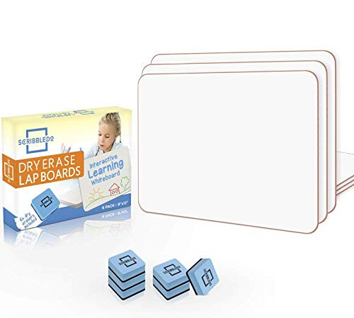6 Pack Dry Erase Lap Board 9X12  Interactive Learning Whiteboard Educational Single Sided Erasers Included
