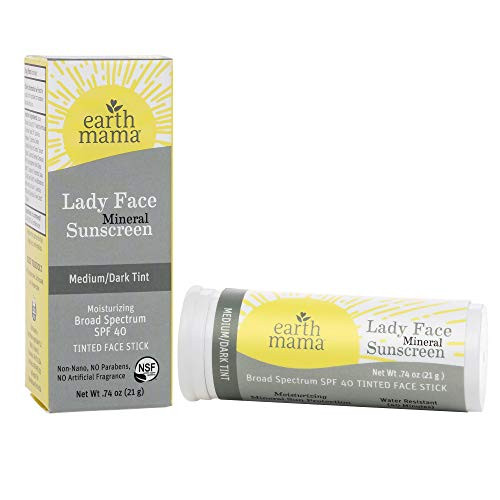 Lady Face Tinted Mineral Sunscreen Stick SPF 40 MediumDark Tint by Earth Mama