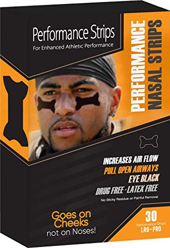 Performance Strips 2-in-1 Eye Black Stickers and Nasal Dilators  Under Eye Stickers for Football Latex-Free Strips Help Reduce Glare and Open Airways for Enhanced Performance 30 Strips