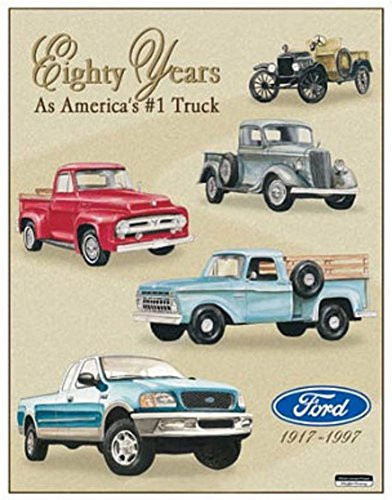Ford Pickup Trucks 80 Year 1917-1997 Tribute Tin Sign 13 x 16in