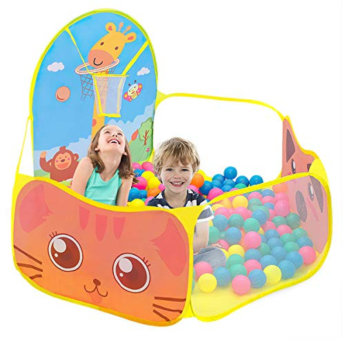 Kids Ball Pit Pop Up Play Tent Toddler Folding Cartoon Ball Pool Baby Crawl Playpen Beach Tent Ocean Ball Play Tent with Basketball Hoop - Balls Not Included Kids Ball Pit Pop Up Play Tent Toddler Folding Cartoon Ball Pool Baby Crawl Playpen Beach Tent Ocean Ball Play Tent with Basketball Hoop - Balls Not Included