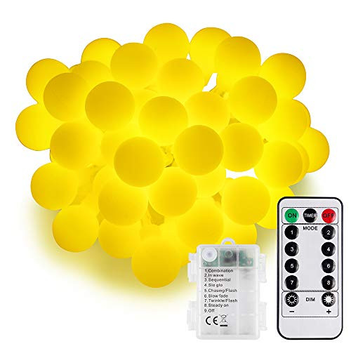 Speclux 16FT 50 LED Globe String Light with Remote Warm White Waterproof Decorative Fairy String Lights with Remote Timer for Bedroom Garden Christmas Tree Wedding Party
