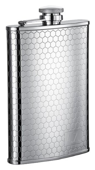 Visol "Hive" Stainless Steel Beehive Pattern Hip Flask, 8-Ounce, Chrome