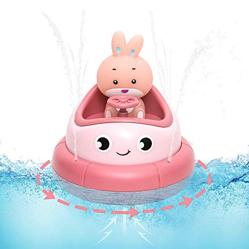 Agzsovep Shower Pool Toys Boats for Bathtub with Rabbit Rotating Water Spray Bath Toys for Toddlers and Baby Sprinkler Interactive Fountain Sprinkler Bathtub Infant Bath Toys Gifts for Boys Girls