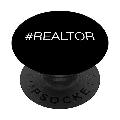 Black Realtor Real Estate White Simple Cute PopSockets PopGrip Swappable Grip for Phones  and  Tablets