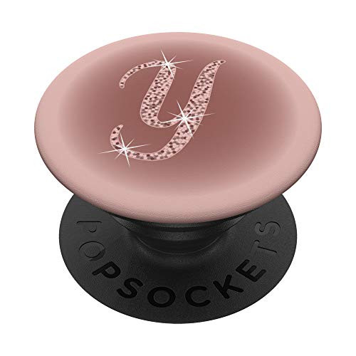 Initial Y Script Letter Rose Pink and Mauve PopSockets PopGrip Swappable Grip for Phones  and  Tablets
