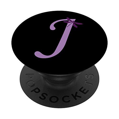 Black Purple Dragonfly Monogram Letter J PopSockets Grip and Stand for Phones and Tablets