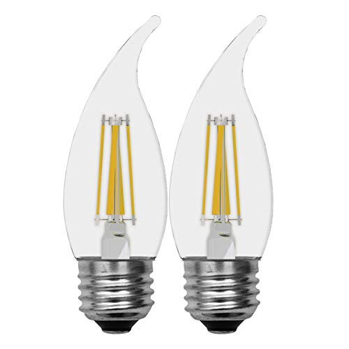 GE Lighting 36942 Clear Finish Light Bulb Relax HD Dimmable LED Decorative 5.5 (60-Watt Replacement), 500-Lumen Medium Base Bent Tip, 2-Pack, Soft White, 2