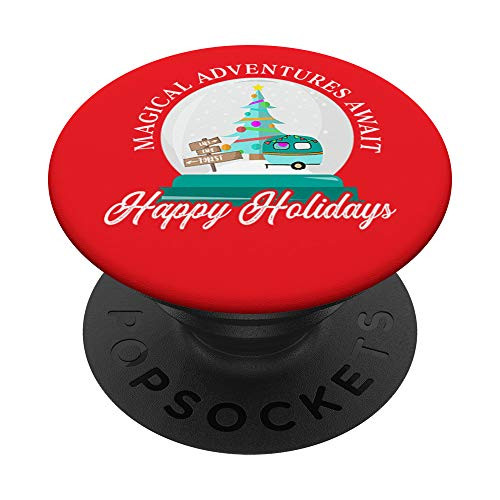 Camping Christmas Snow Globe RV Camper Motor Home PopSockets Grip and Stand for Phones and Tablets