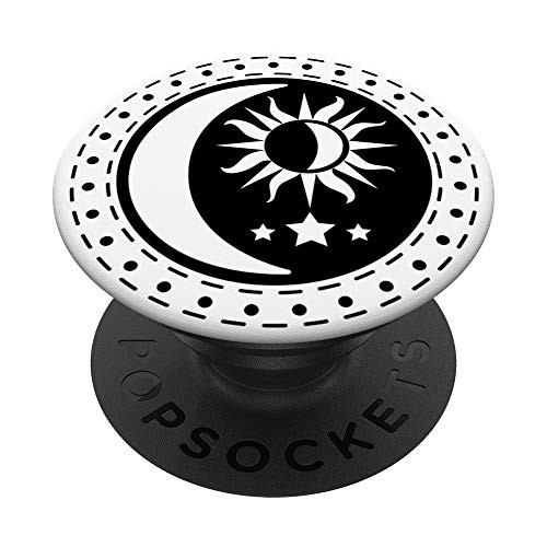 Cute Galaxy Sun Moon Star System Solar Eclipse Gift White PopSockets PopGrip Swappable Grip for Phones  and  Tablets