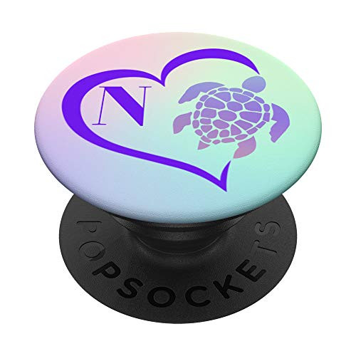 Purple Letter N Initial Turtle Heart Monogram PopSockets PopGrip Swappable Grip for Phones and Tablets Purple Letter N Initial Turtle Heart Monogram PopSockets PopGrip Swappable Grip for Phones and Tablets
