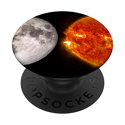 Moon and Sun Lunar Solar Space Celestial Astronomy Cute Fun PopSockets Grip and Stand for Phones and Tablets