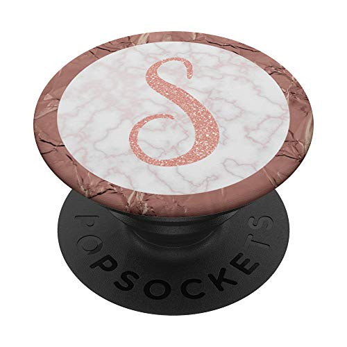 Letter S Initial Pink Rose Blush Monogram Girls Women Gift PopSockets PopGrip Swappable Grip for Phones  and  Tablets