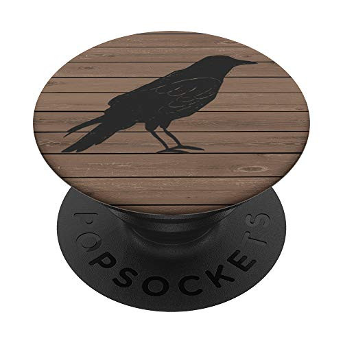 Unique Crow Bird Silhouette on Plain  and  Simple PACJ0021 PopSockets PopGrip Swappable Grip for Phones  and  Tablets