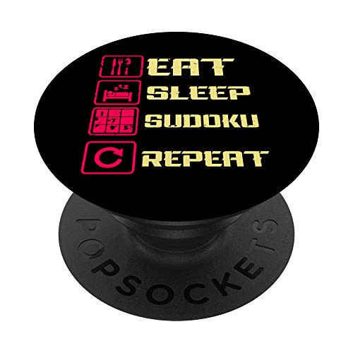 Eat Sleep Sudoku Repeat  Math Book Humor Game Joke Sayings PopSockets Grip and Stand for Phones and Tablets