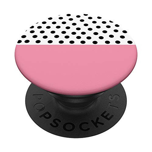Simple Stylish Pink Black White Polka Dot Pattern Design PopSockets Grip and Stand for Phones and Tablets