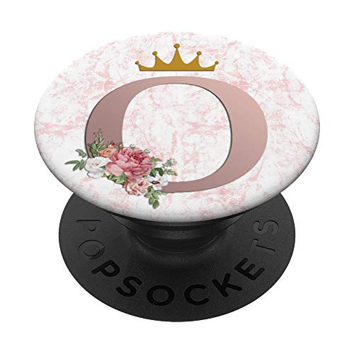 Rose Pink Letter O Floral Initial Monogram  and  Crown Gift PopSockets PopGrip Swappable Grip for Phones  and  Tablets