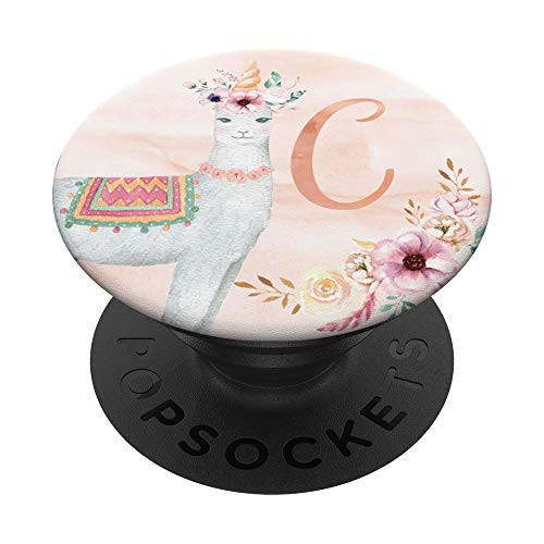 Llamacorn Llama Alpaca Monogram Name Initial Letter C PopSockets Grip and Stand for Phones and Tablets