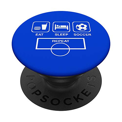 Eat-Sleep-Soccer-Repeat-Goal-Box-Button PopSockets PopGrip Swappable Grip for Phones  and  Tablets
