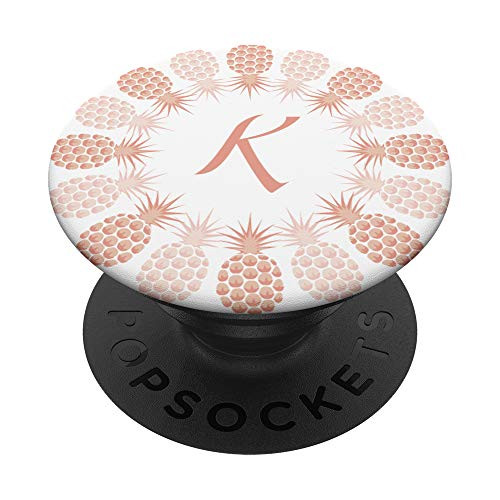 Monogram K - Rosegold Pineapple K Letter PopSockets PopGrip Swappable Grip for Phones  and  Tablets