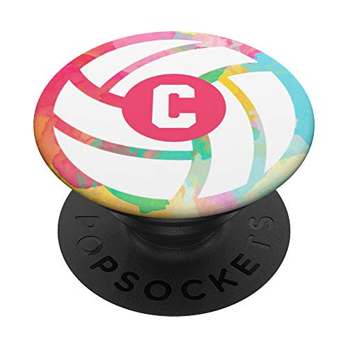 Volleyball Pastel Girls Name Initial Varsity Letter C PopSockets PopGrip Swappable Grip for Phones  and  Tablets