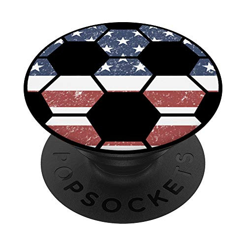 US American Flag Soccer Ball Patriotic Sports Fan Gifts PopSockets PopGrip Swappable Grip for Phones  and  Tablets